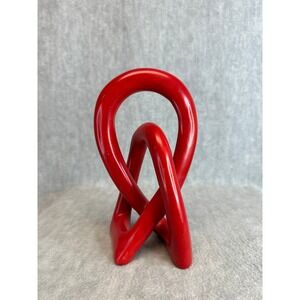 Soapstone Love Knot Sculpture Eternal Continuous Loop Red Modern Art Decor